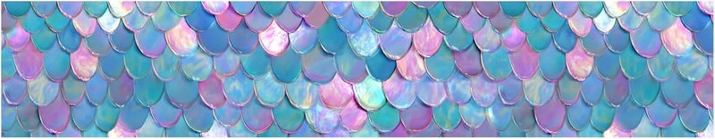 IOHEFY Mermaid Scale Wallpaper Border 196x4 Inch Peel and Stick Wall Border Iridescent Pastel Blue Pink Glitter Pattern Removable Vinyl Wall Trim for Bathroom Bedroom Kitchen DIY Home Decor - Image 2